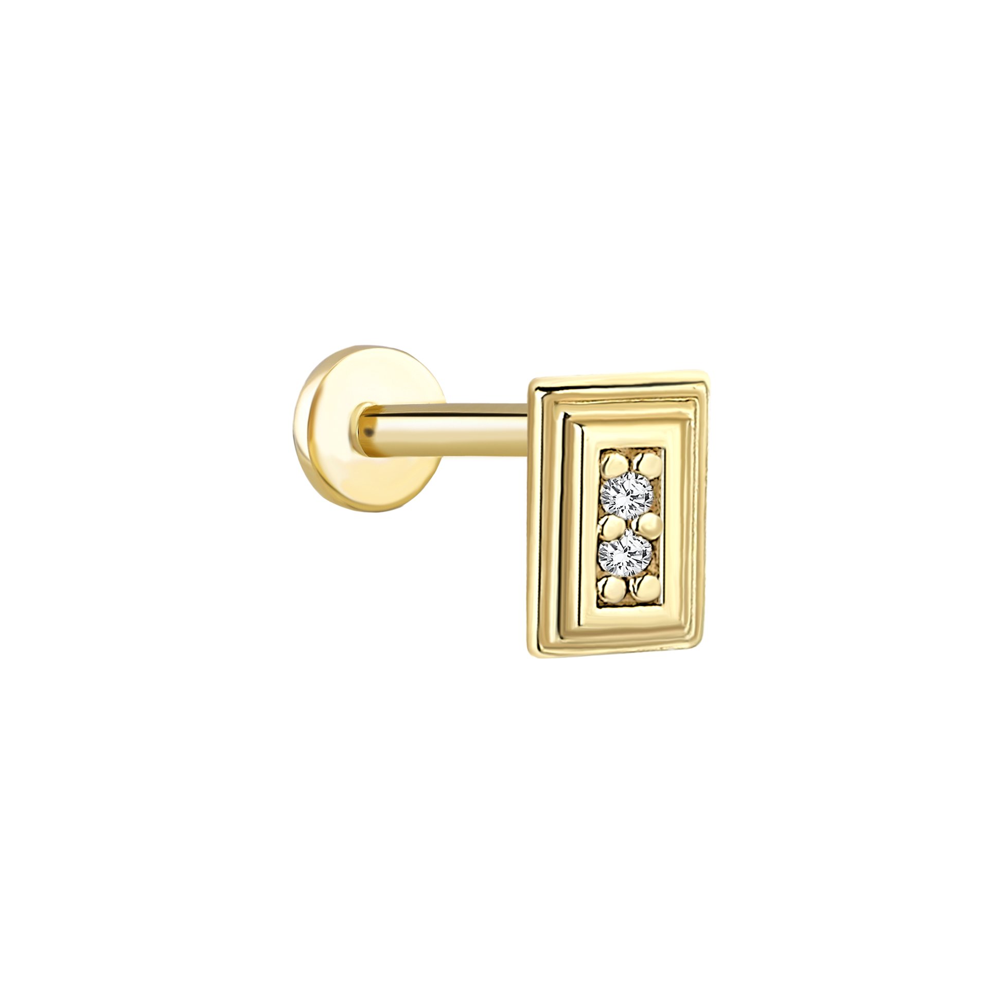 Dörtgen Köşeli Taşlı Tragus Piercing
