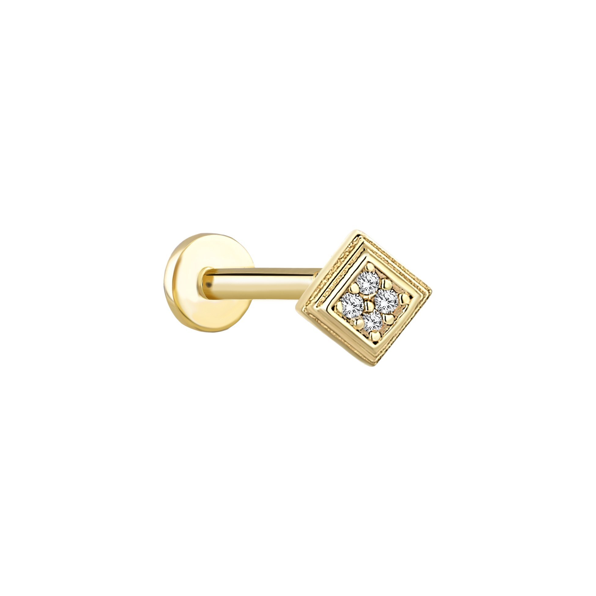 Kare Kesim Taşlı Tragus Piercing