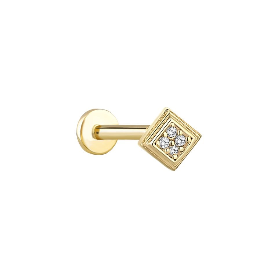 Kare Kesim Taşlı Tragus Piercing