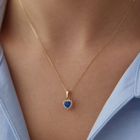 Safir Görünümlü Kalp Set