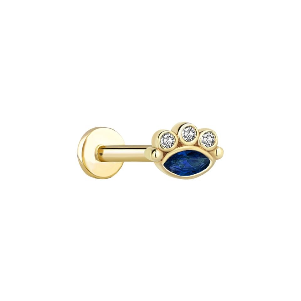 Göz Mavi Taşlı Tragus Piercing
