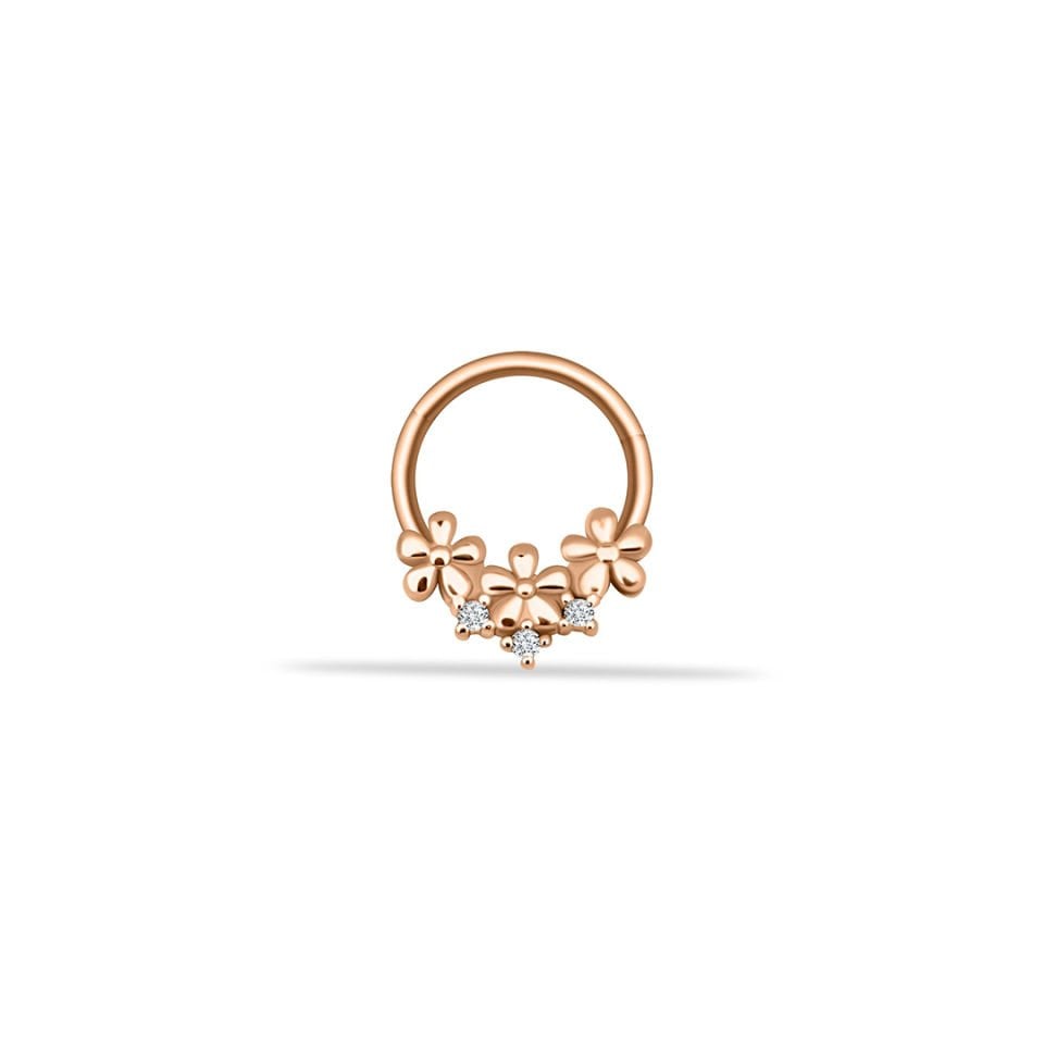 Taşlı Üç Çiçek Motifli Helix Piercing