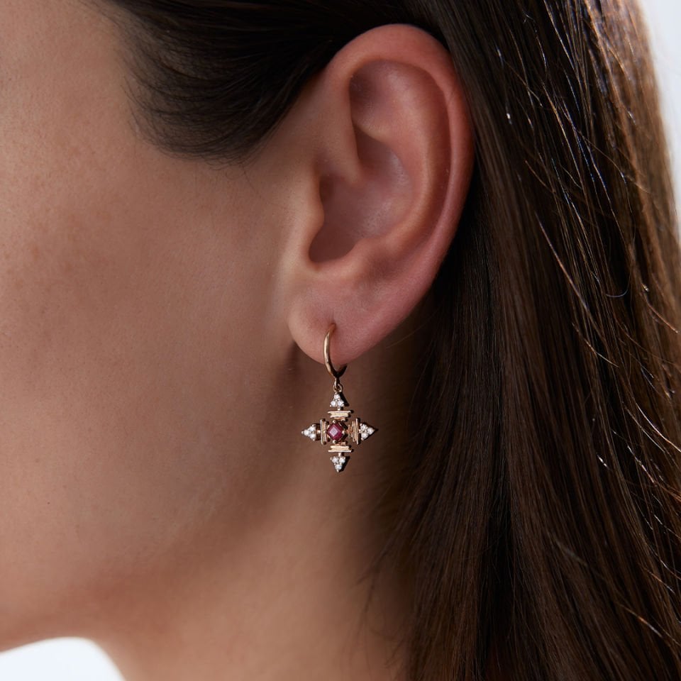 0.50 Ct Pırlanta Yakut Küpe