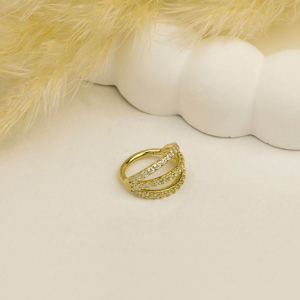 Üçlü Alttan Taşlı Helix Piercing