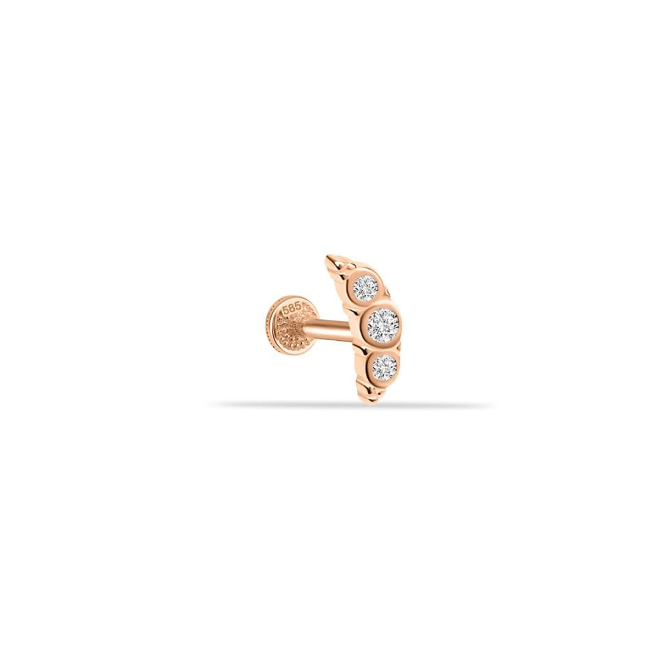 Üç Taşlı Kruvasan Tragus Piercing