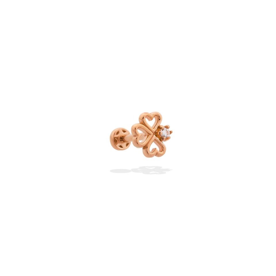 Taşlı Yonca Motifli Minimal Tragus Piercing