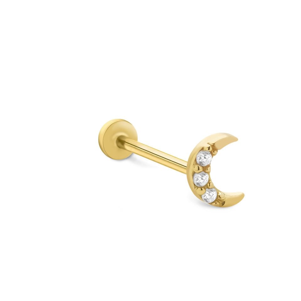 Üç Taşlı Ay Tragus Piercing