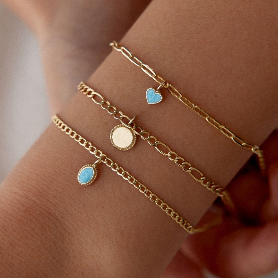 Oval Aqua Vintage Charm Bileklik