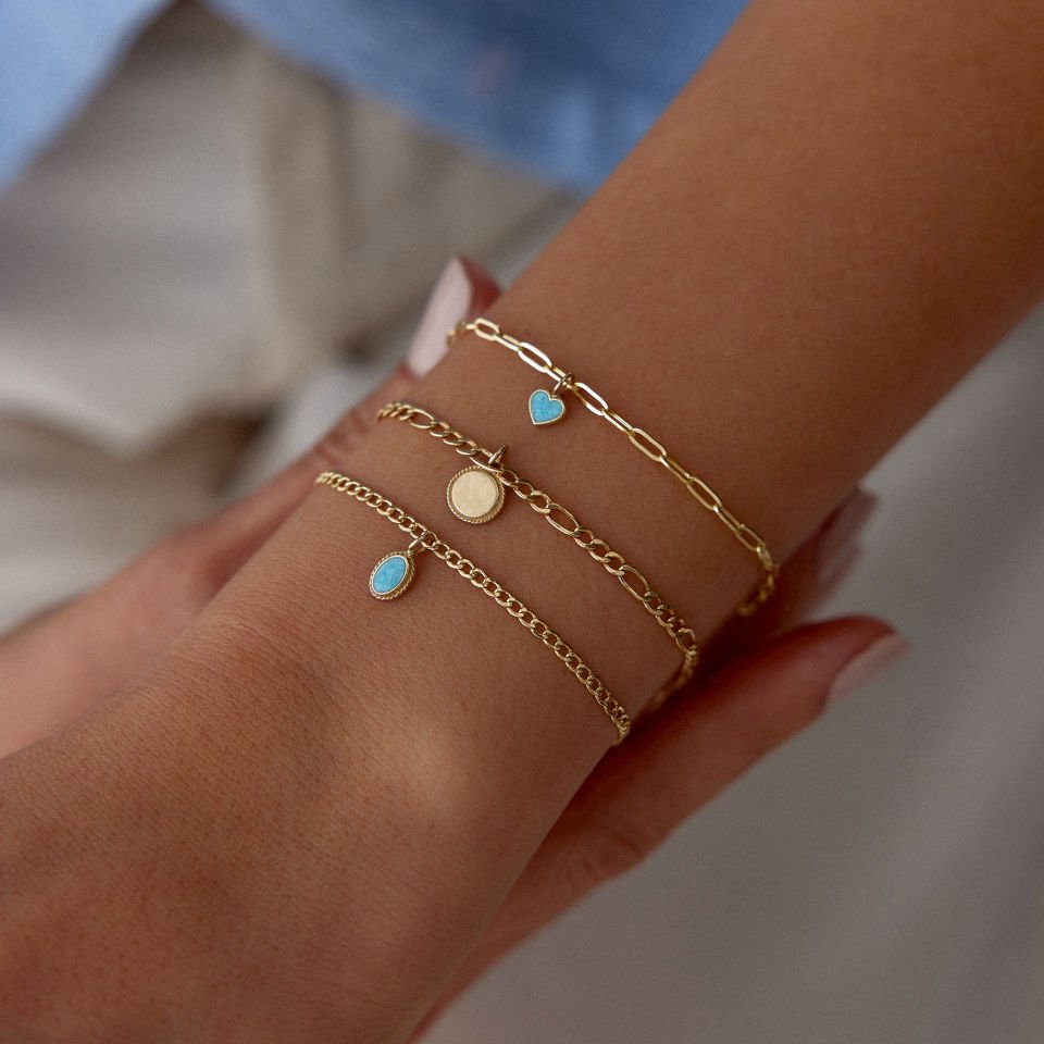 Yuvarlak Plaka Charm Bileklik