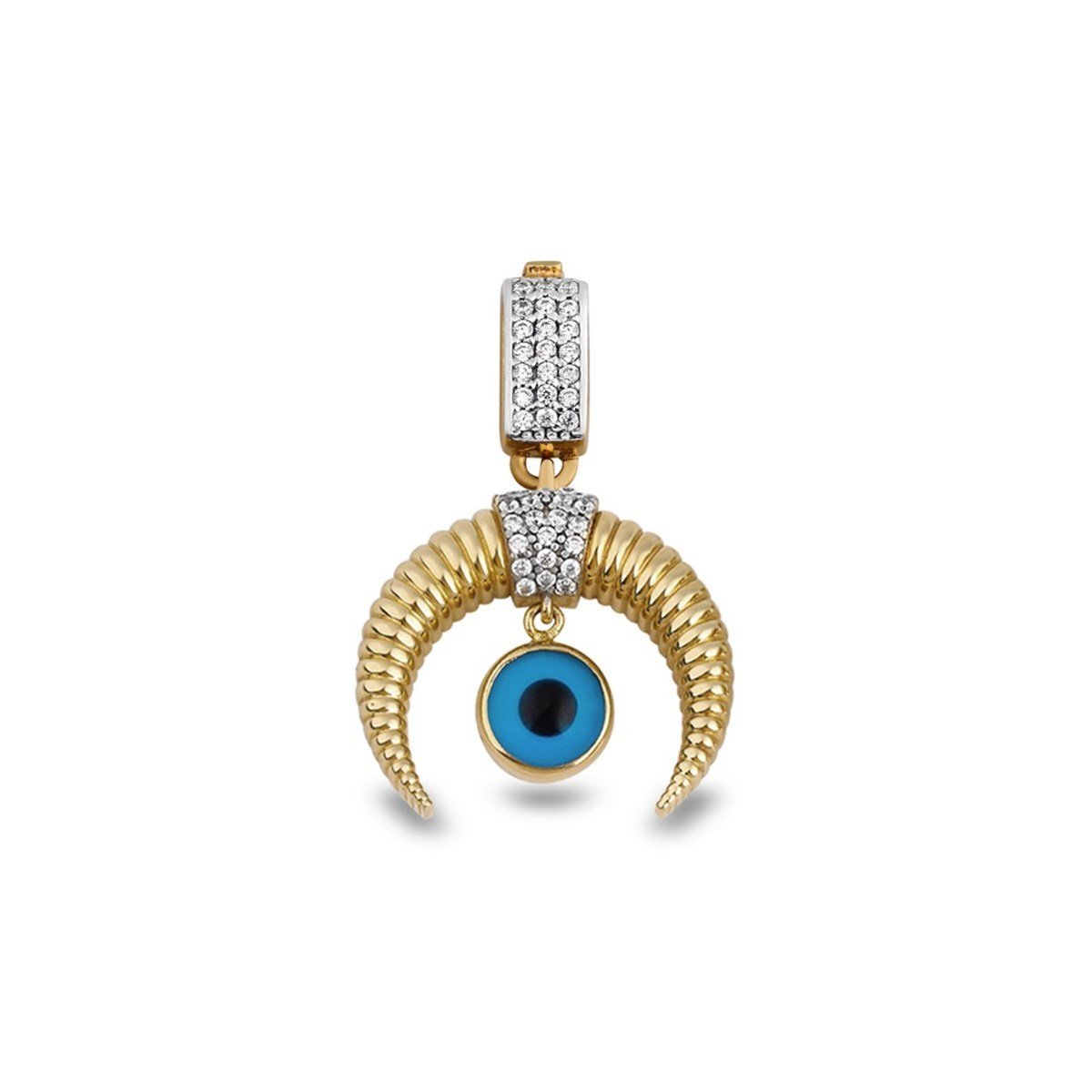 Nazar Boncuklu Hilal Charm