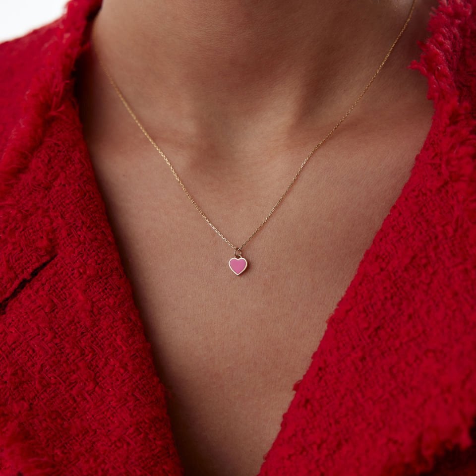 Pembe Kalp Kolye