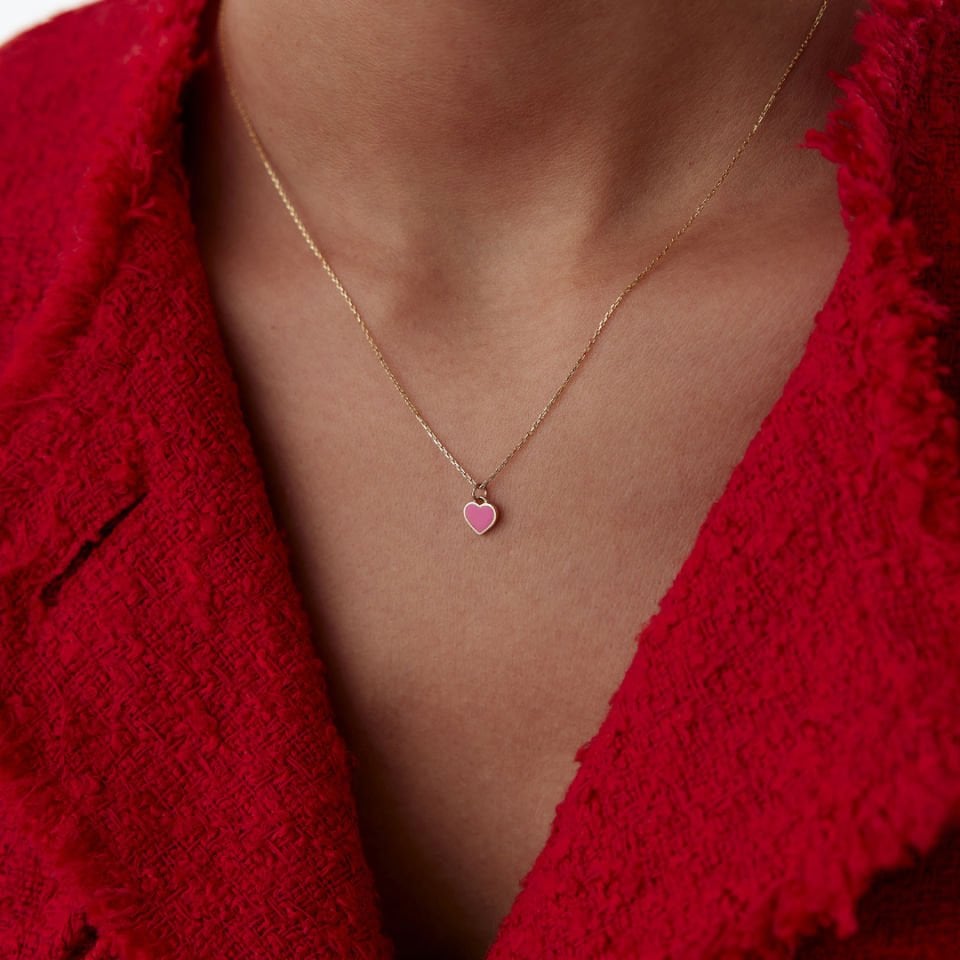 Pembe Kalp Kolye