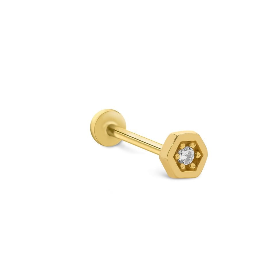 Altıgen Tektaş Tragus Piercing