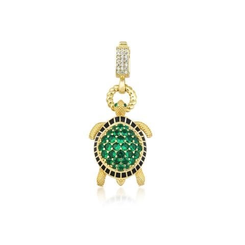 Yeşil Taşlı Kaplumbağa Charm