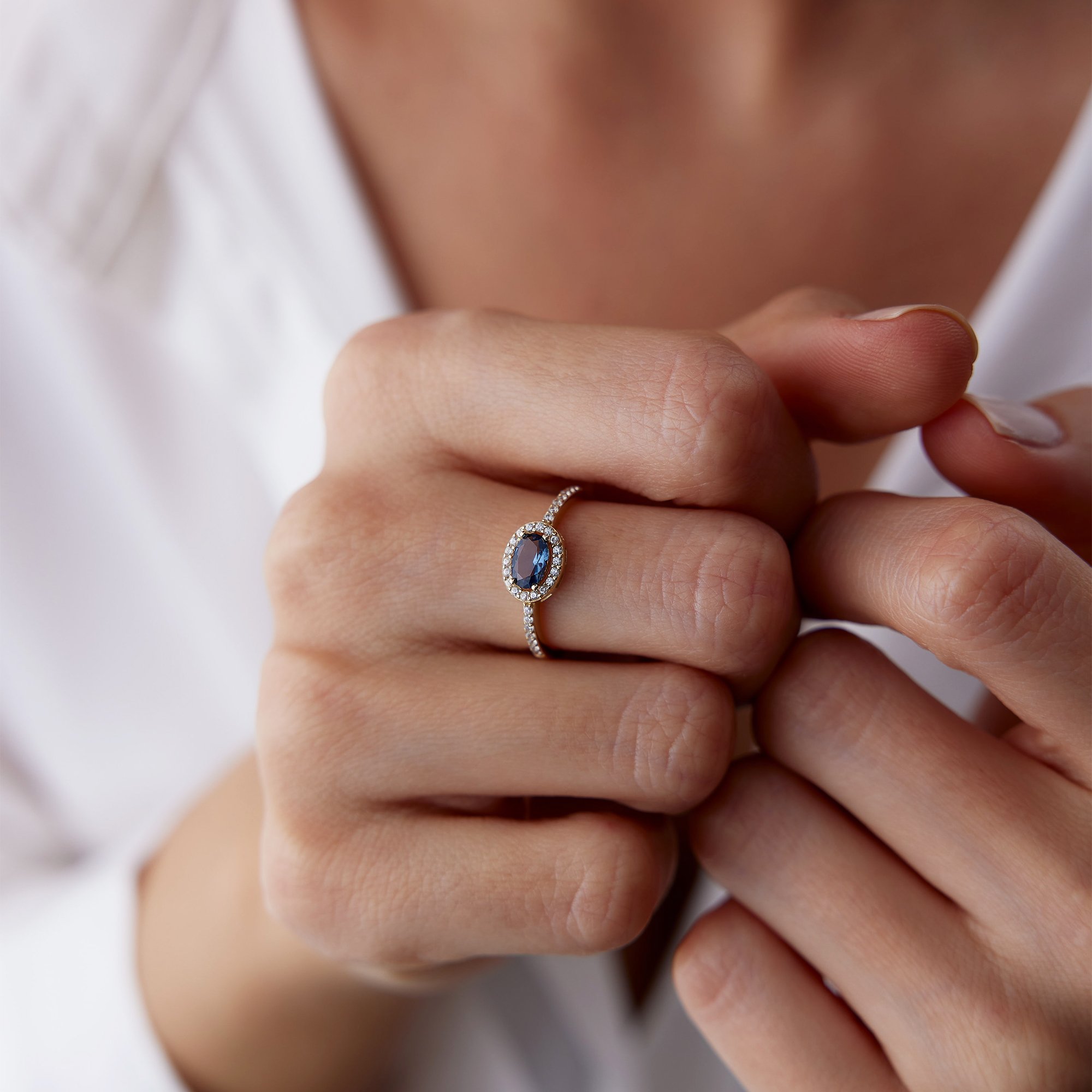 Oval Safir Simit Yüzük