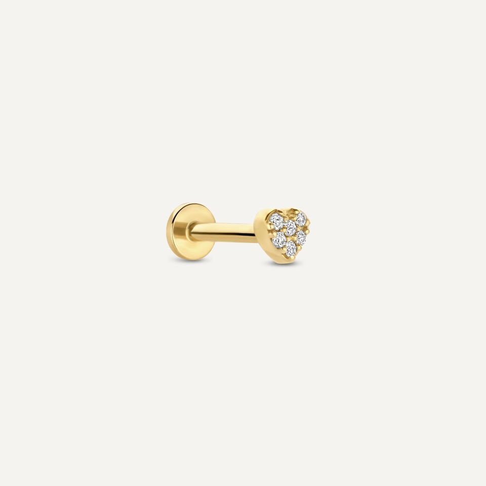 Mini Taşlı Kalp Tragus Piercing