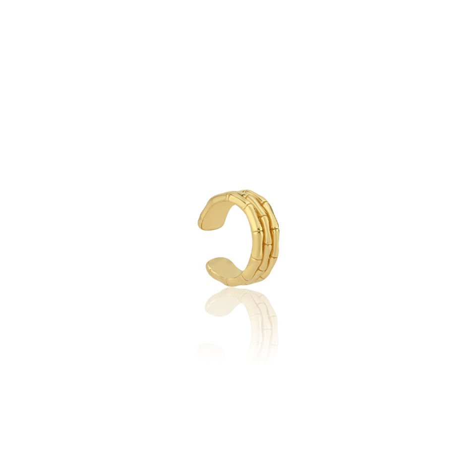 Üç Sıra Kemik Altın Earcuff