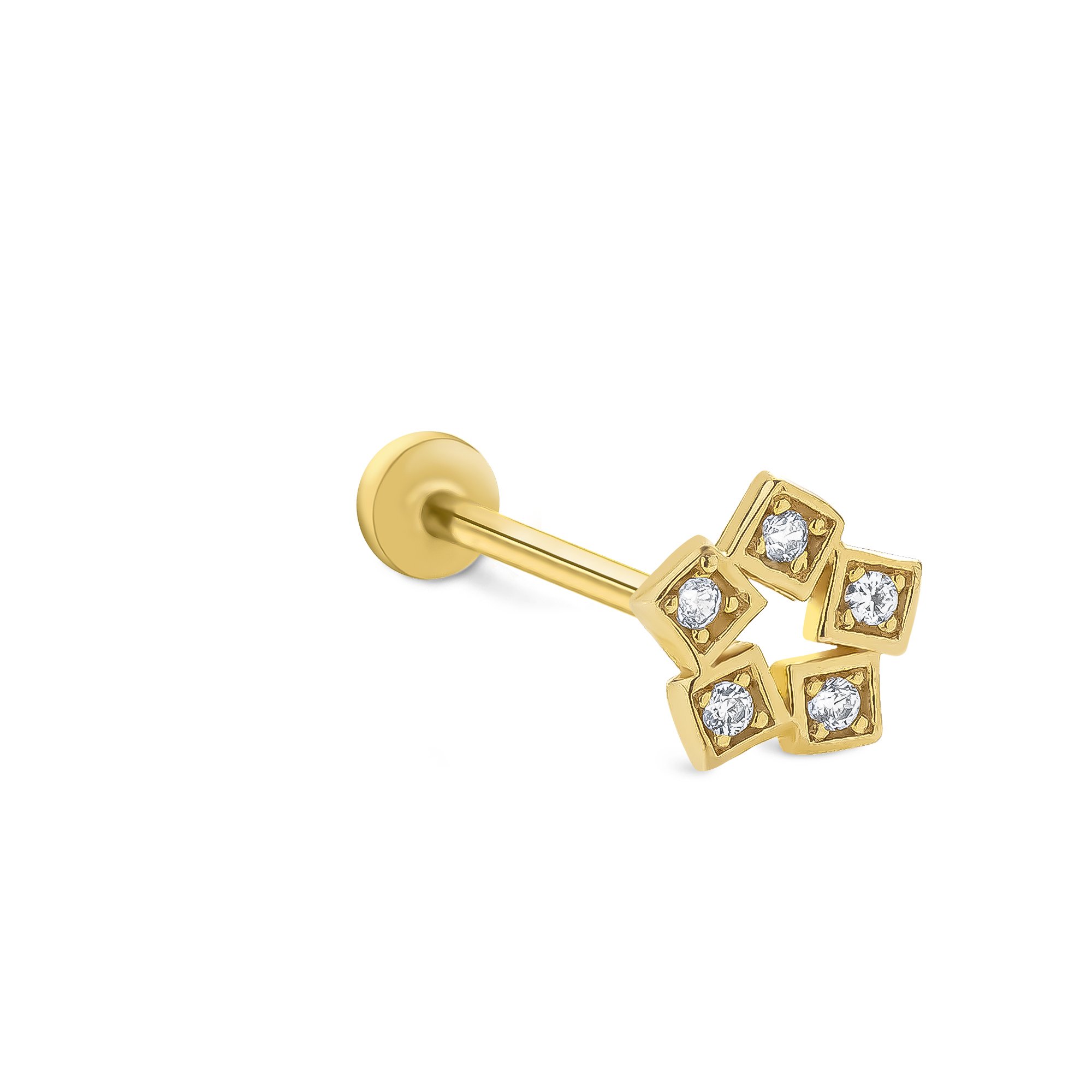 Square Flower Tragus Piercing