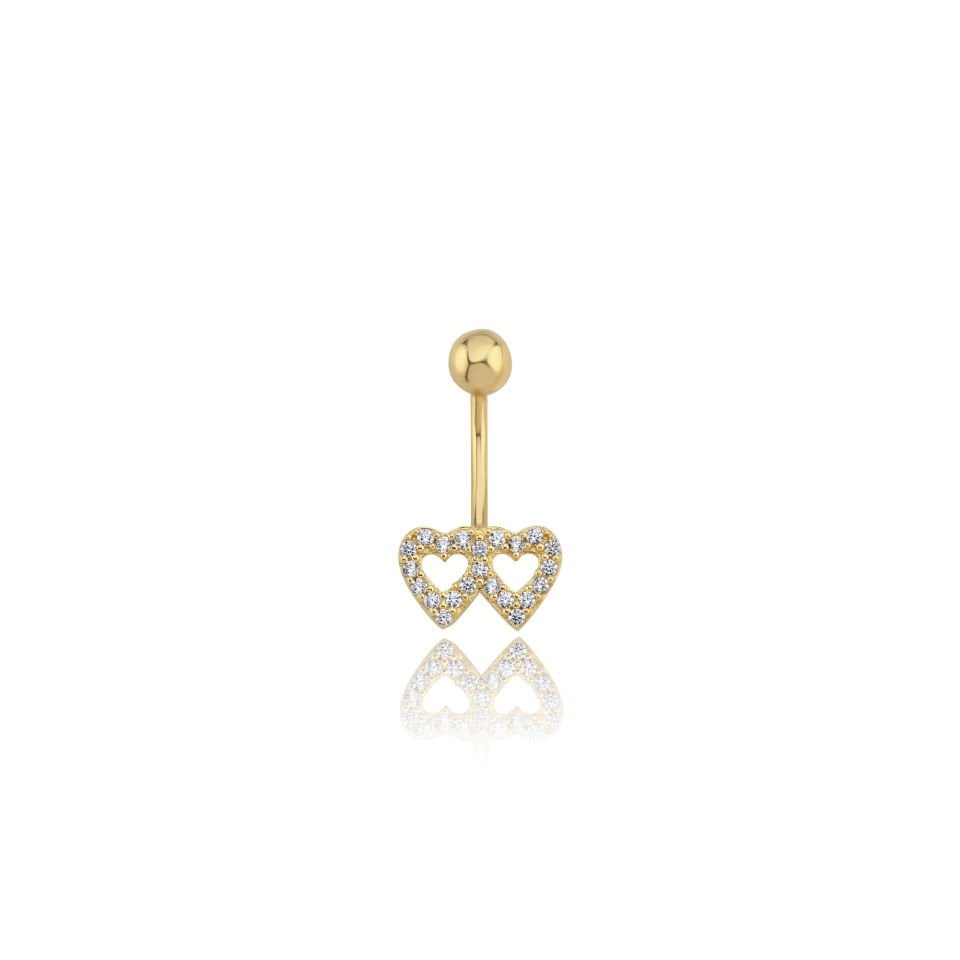 Taşlı Kalp Göbek Piercing