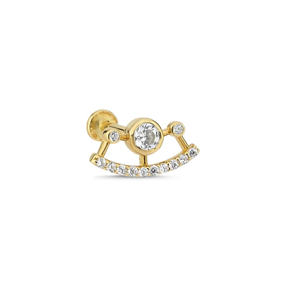 Combination Yuvarlak Taş Tragus Piercing