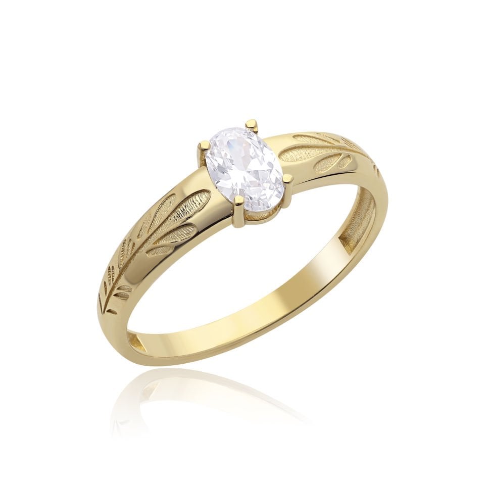 Vintage Branch Oval Taşlı Yüzük