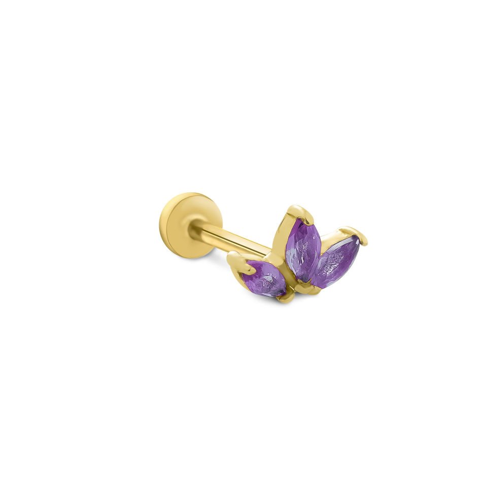 Purple Lotus Tragus Piercing