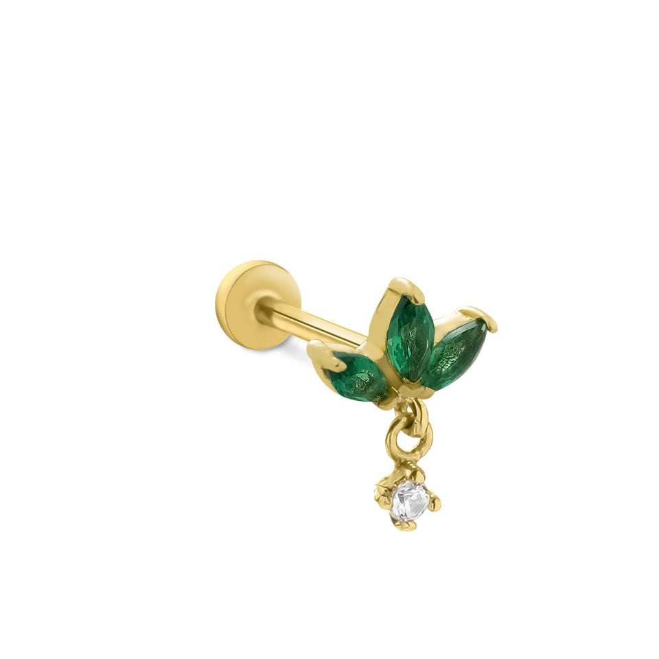 Yeşil Lotus Sallantılı Tragus Piercing