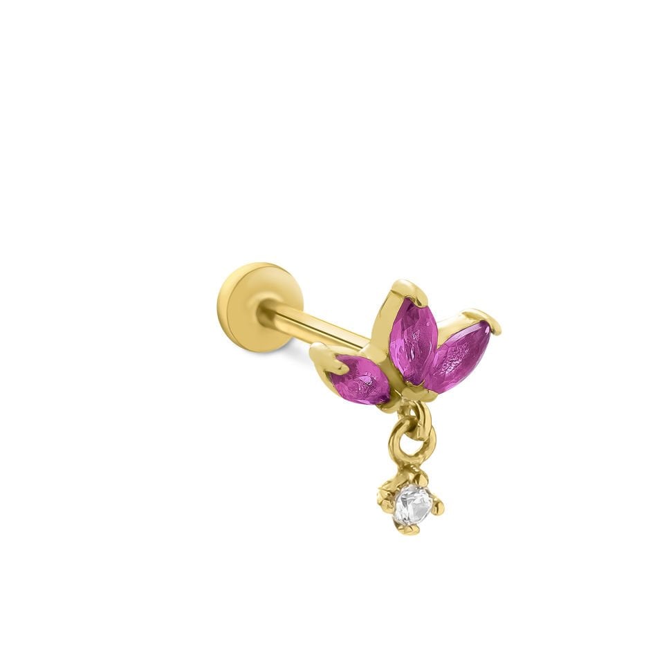 Pembe Lotus Sallantılı Tragus Piercing