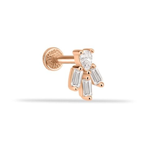 Baget Taşlı Motifli Minimal Tragus Piercing
