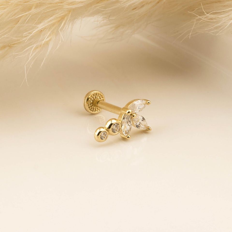 Markis Taşlı Lotus Minimal Tragus Piercing