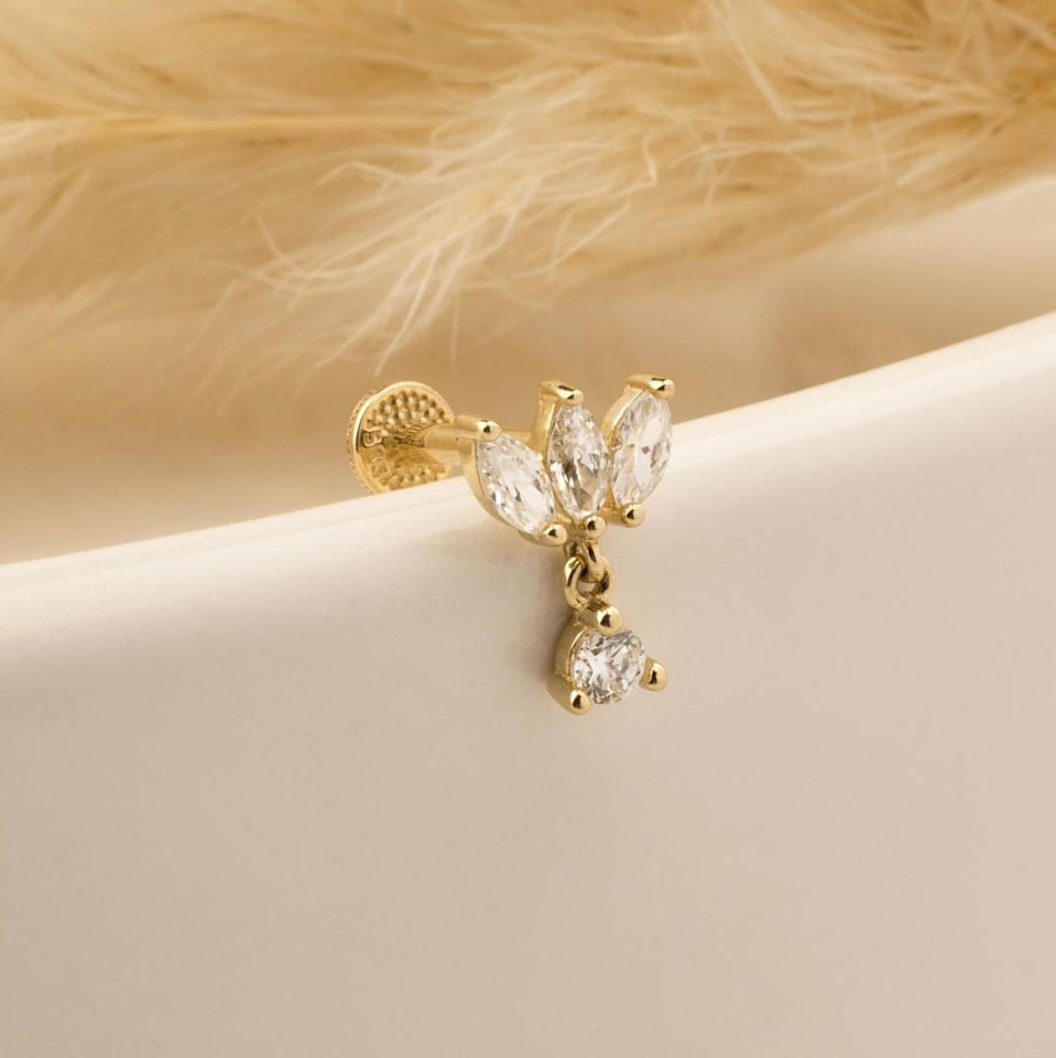 Markis Taşlı Sallantılı Minimal Tragus Piercing