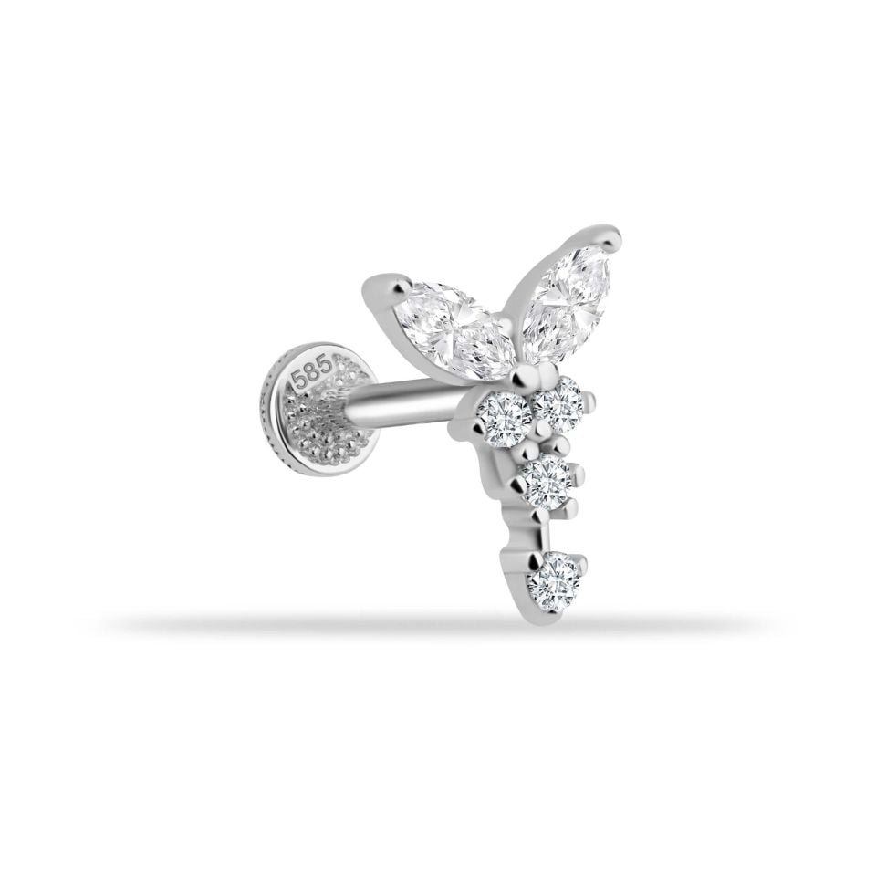 Parıltı Kelebek Minimal Tragus Piercing