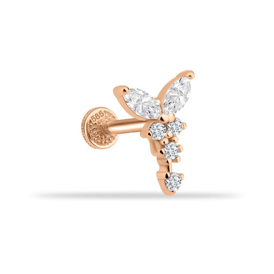 Parıltı Kelebek Minimal Tragus Piercing