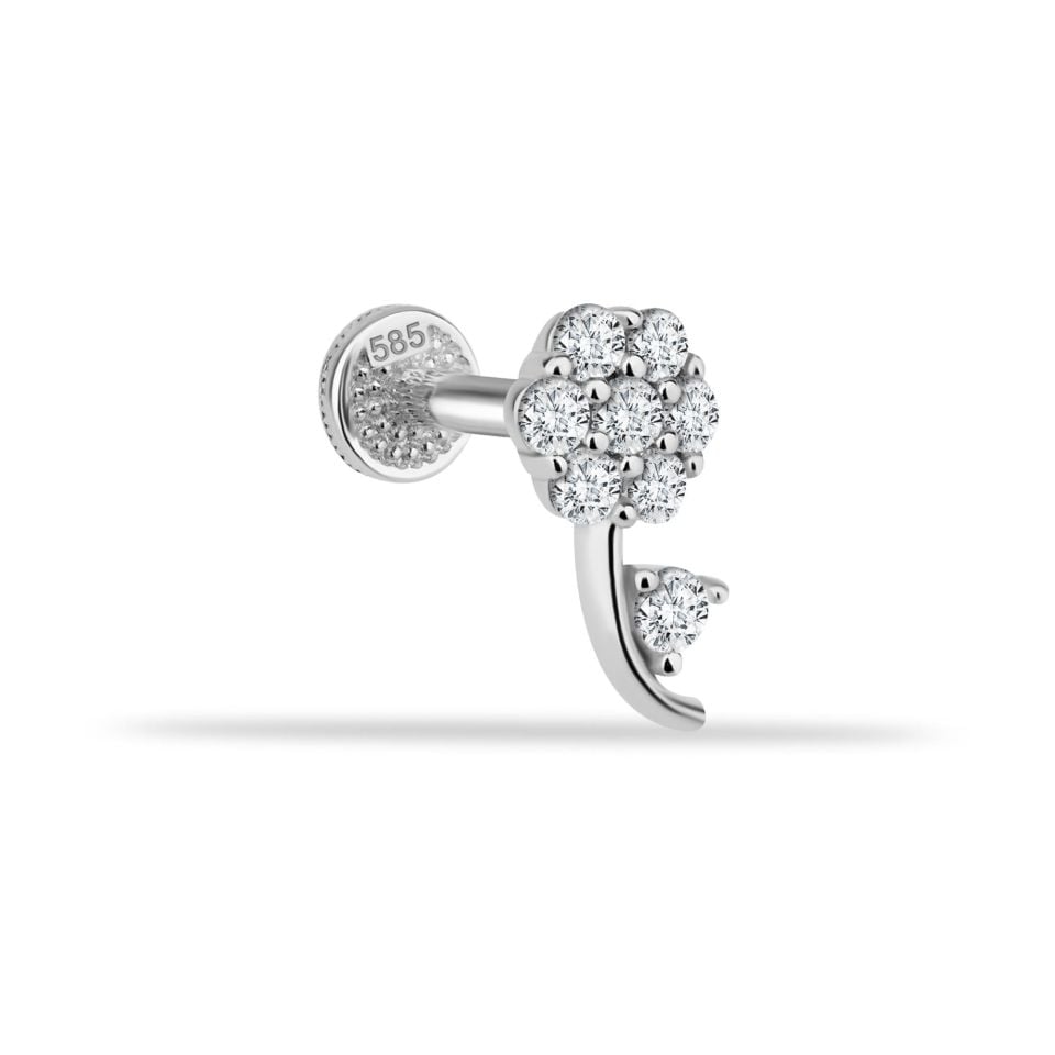 Taşlı Çiçek Minimal Tragus Piercing