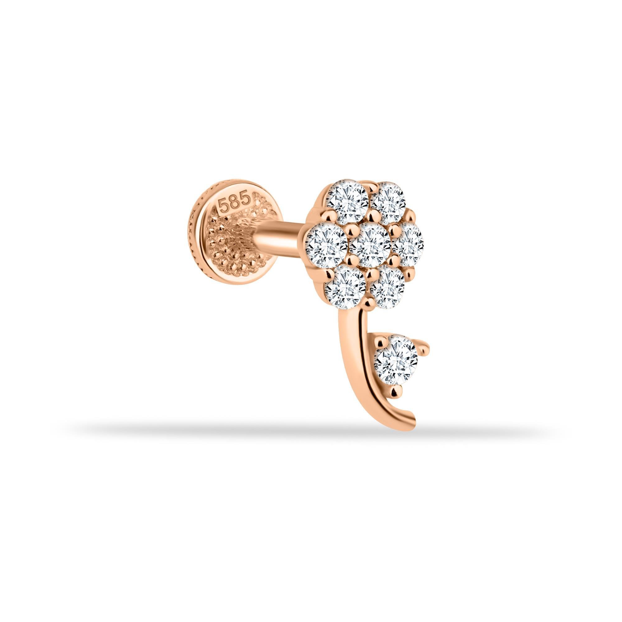 Taşlı Çiçek Minimal Tragus Piercing
