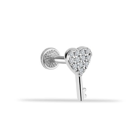 Taşlı Kalbin Anahtarı Minimal Tragus Piercing