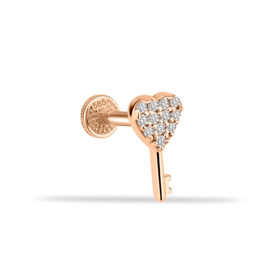 Taşlı Kalbin Anahtarı Minimal Tragus Piercing