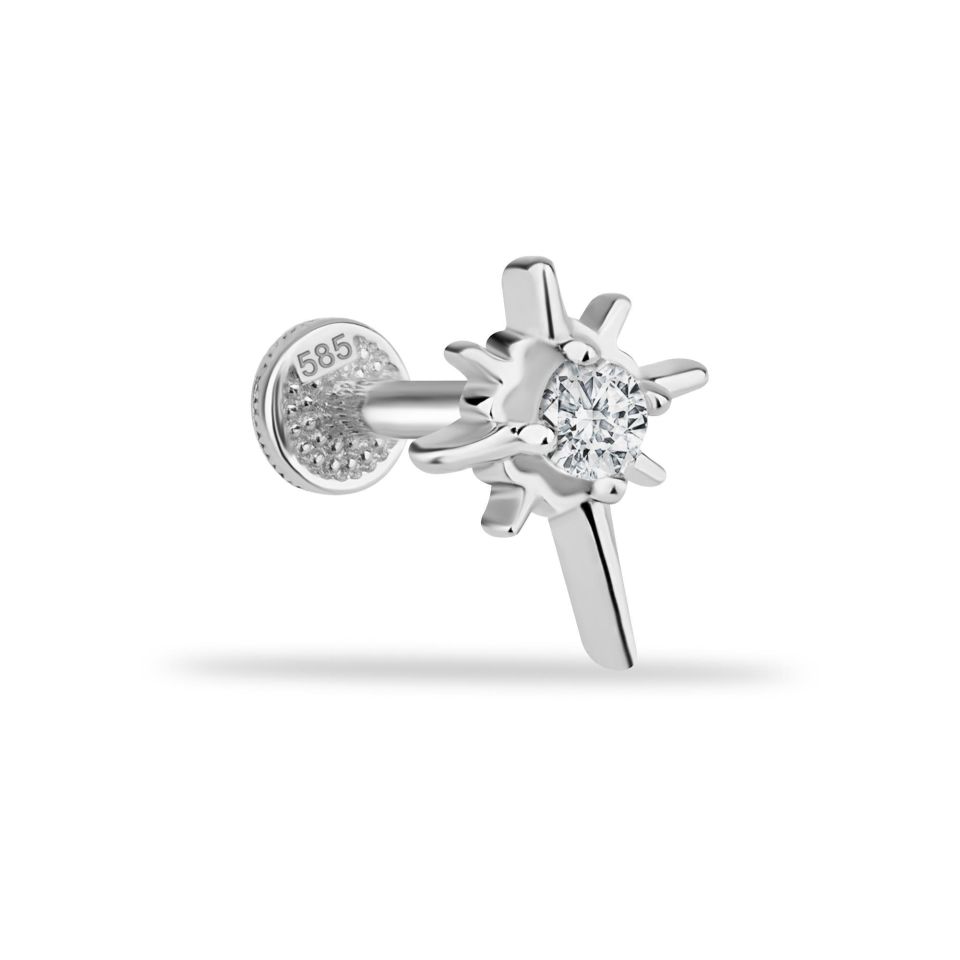 Taşlı Parlayan Yıldız Minimal Tragus Piercing