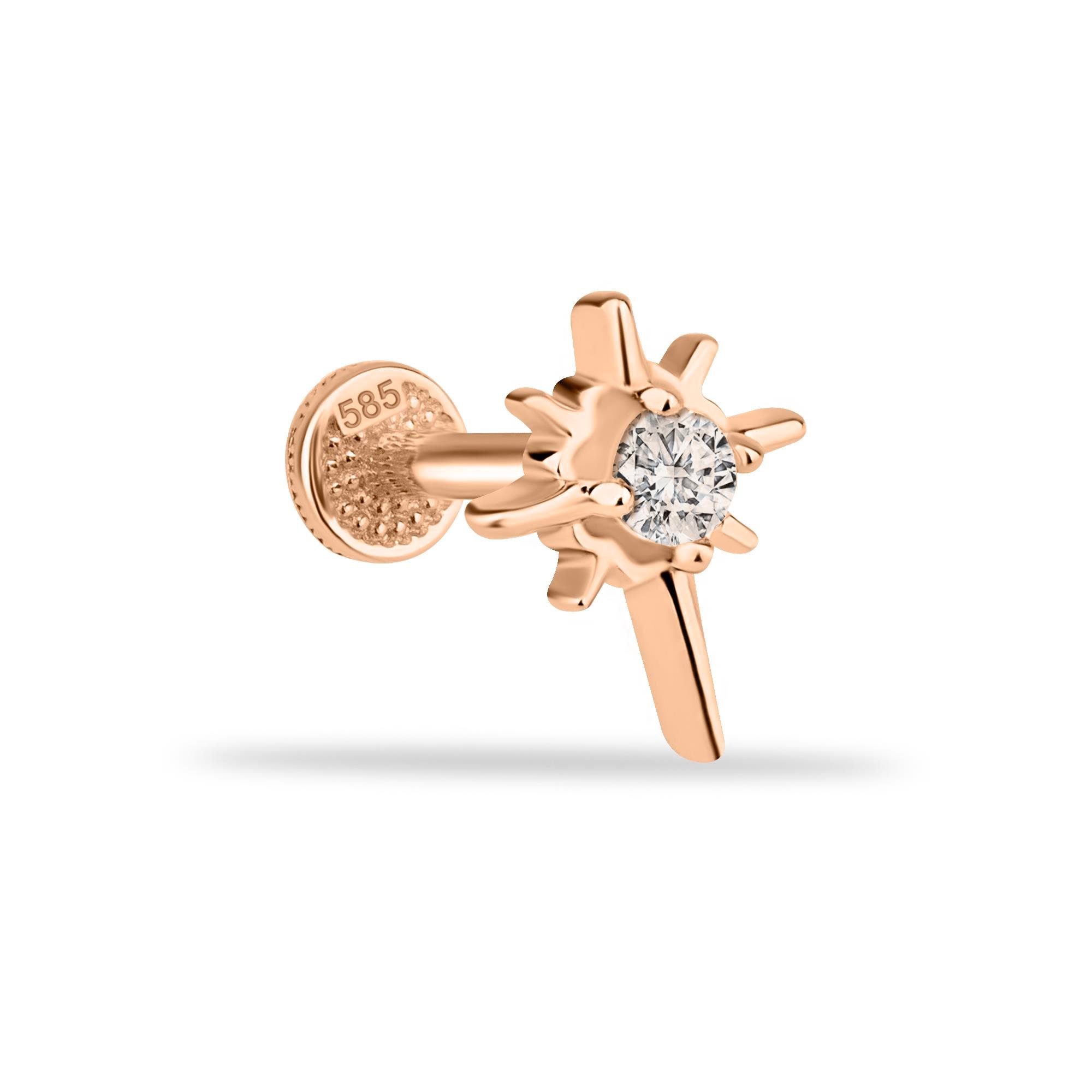 Taşlı Parlayan Yıldız Minimal Tragus Piercing