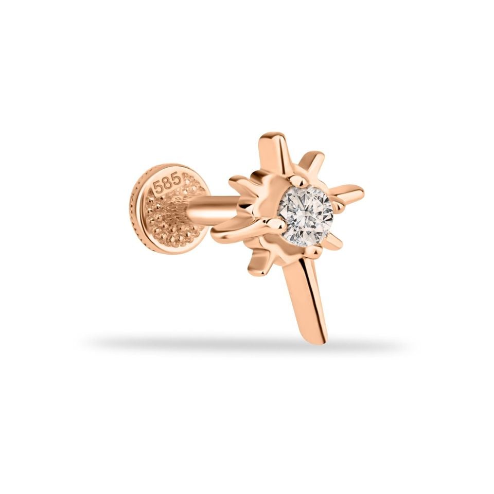 Taşlı Parlayan Yıldız Minimal Tragus Piercing