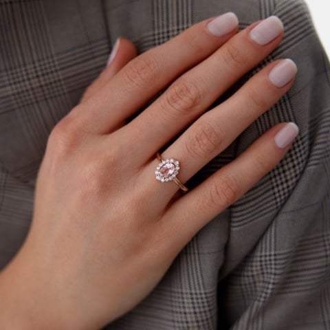 0.25 Ct Pırlanta Lotus Morganite Yüzük