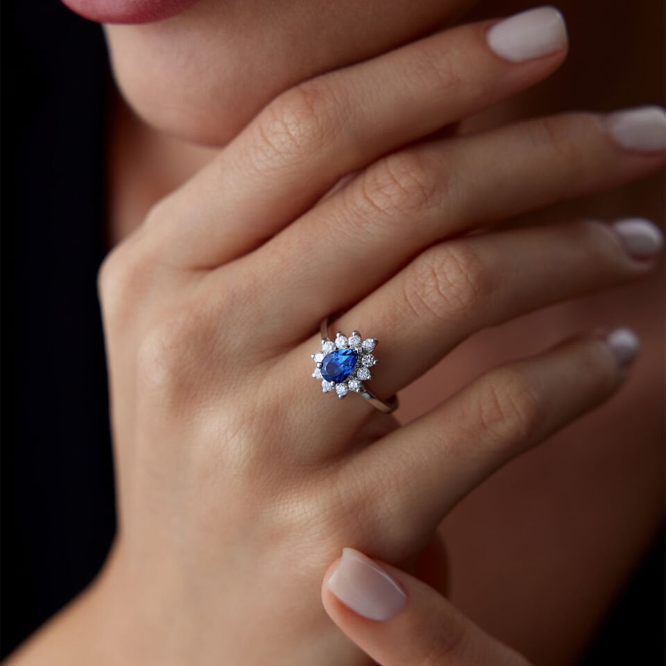 1.09 Ct Pırlanta Safir Yüzük