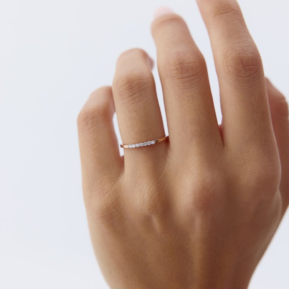 0.08 Ct Pırlanta Minimal Yedi Taş Yüzük