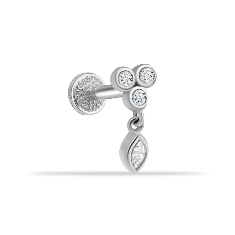 3 Taşlı Sallantılı Minimal Tragus Piercing
