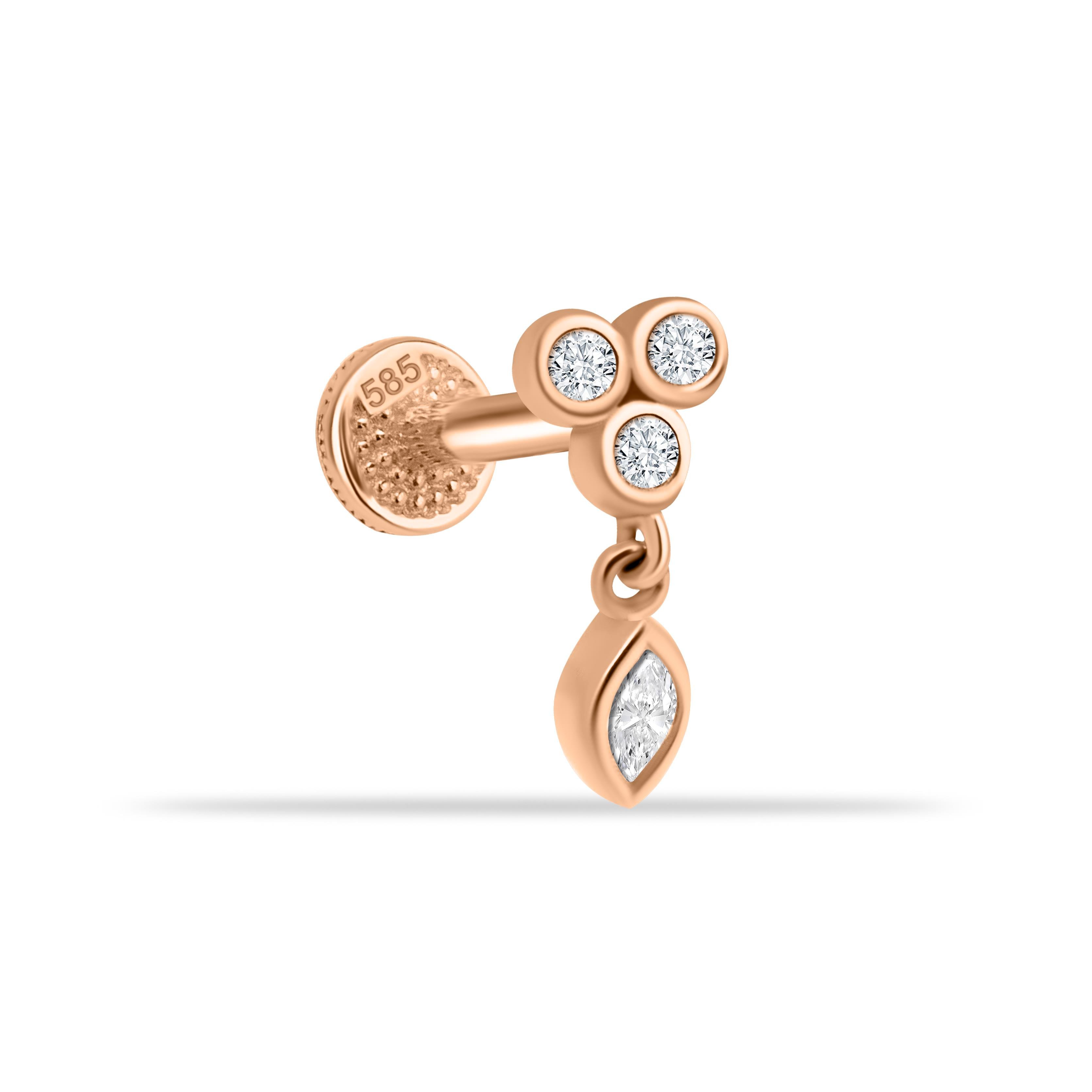 3 Taşlı Sallantılı Minimal Tragus Piercing