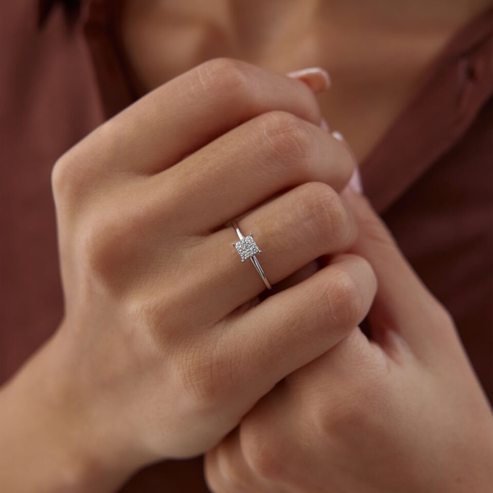 0.16 Ct Pırlanta Prenses Yüzük