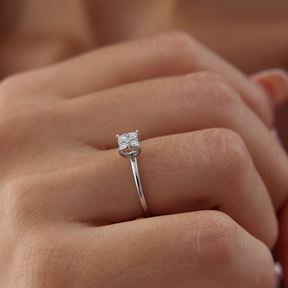0.16 Ct Pırlanta Prenses Yüzük