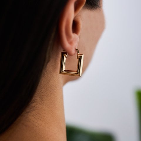 Medium Square Halka  Küpe