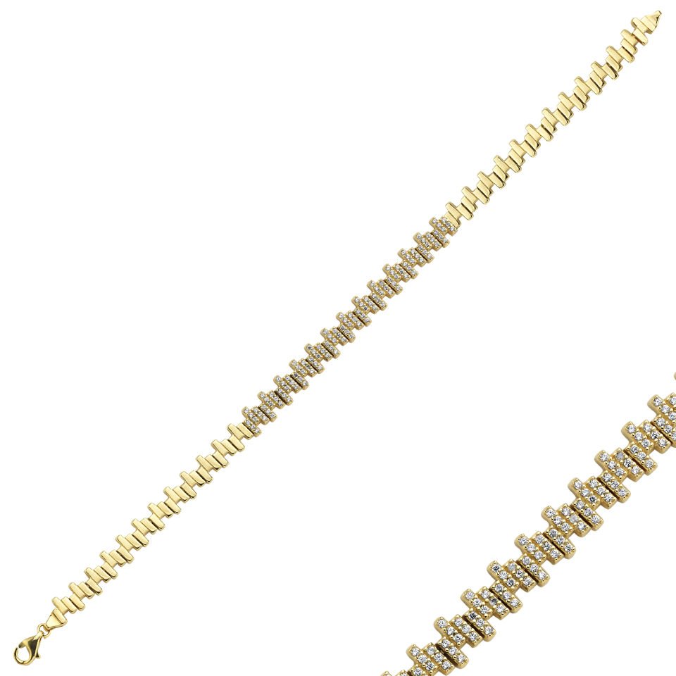 Taşlı Zig zag Ritim Bileklik