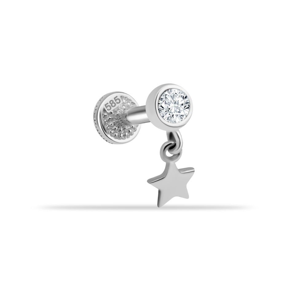 Taşlı Yıldız Sallantılı Minimal Tragus Piercing